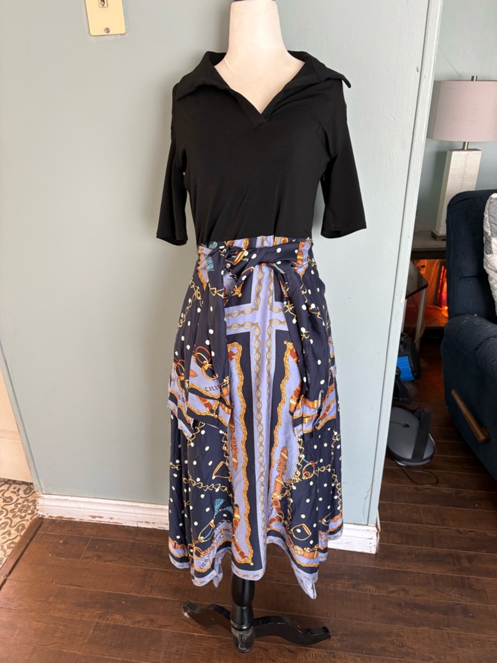 Maje Raprichaine Mixed Media Hankerchief midi dress - Picture 4 of 16